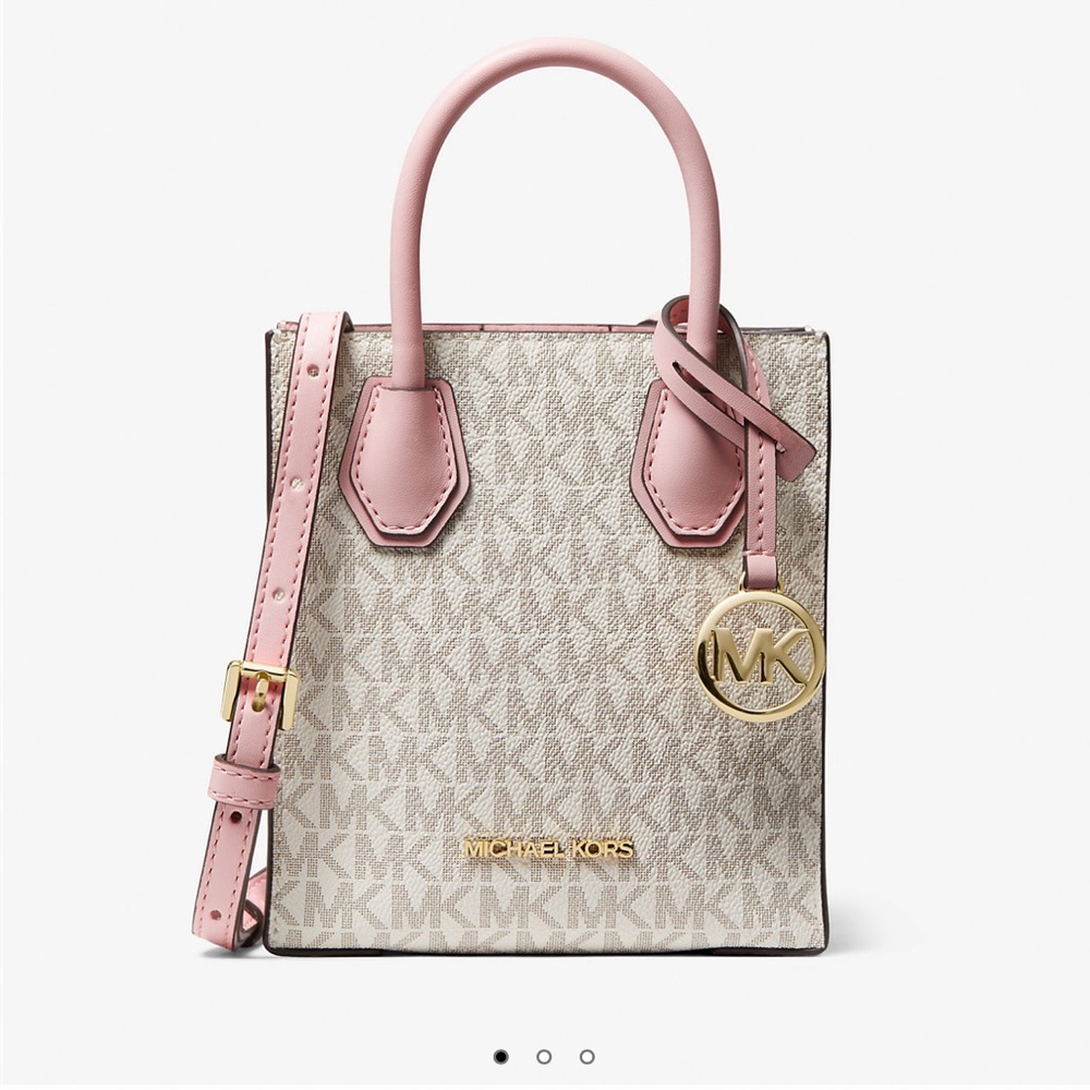 NWT Michael Kors Mercer Powder Blush Shopper Crossbody Bag Extra Small